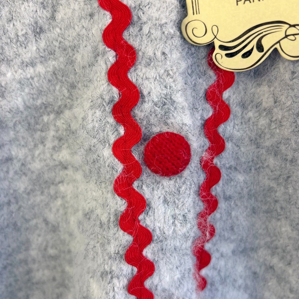 Azara France Soft button front cardigan grey with contrast red trim NWT - Picture 8 of 16
